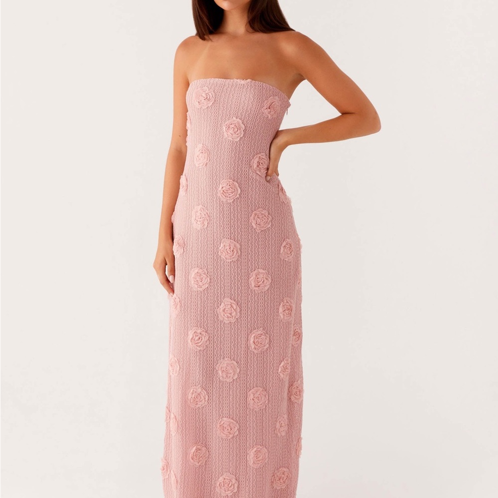 Peppermayo Holly Maxi Strapless Pink Floral Dress, 4